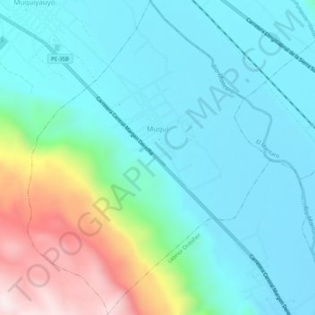 Carte topographique Muqui, altitude, relief
