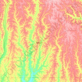 Carte topographique Sullivan County, altitude, relief