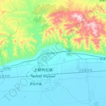 Carte topographique 沟门镇, altitude, relief