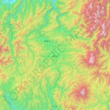 Carte topographique Takayama, altitude, relief