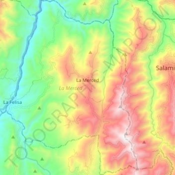 Carte topographique La Merced, altitude, relief