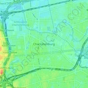 Carte topographique Charlottenburg, altitude, relief