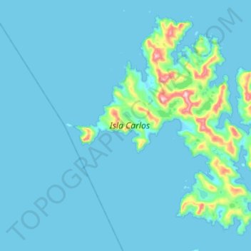 Carte topographique Isla Carlos, altitude, relief