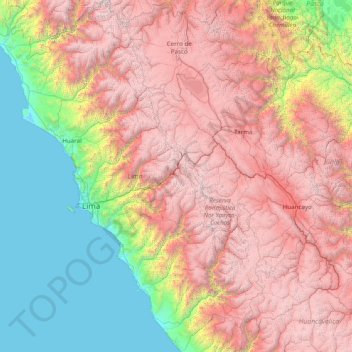 Carte topographique Lima, altitude, relief