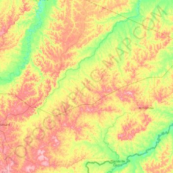 Carte topographique Senador Guiomard, altitude, relief