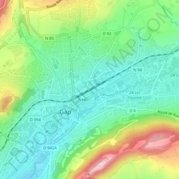 Carte topographique 05000, altitude, relief