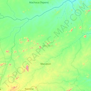 Carte topographique Mecuburi, altitude, relief