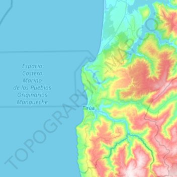 Carte topographique Tirúa, altitude, relief