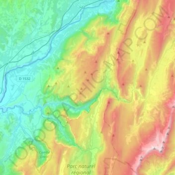 Carte topographique La Bourne, altitude, relief