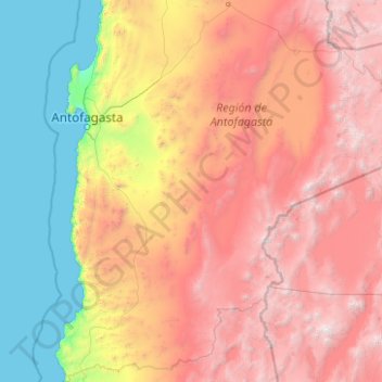Carte topographique Provincia de Antofagasta, altitude, relief