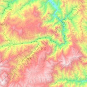 Carte topographique Chaglla, altitude, relief