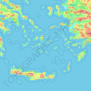 Carte topographique Region Südliche Ägäis, altitude, relief