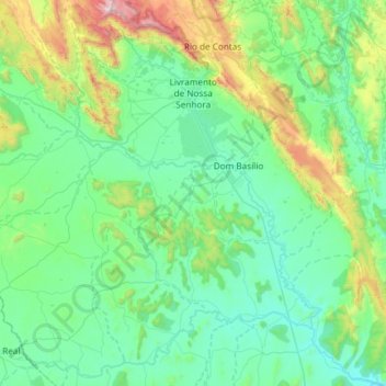 Carte topographique Livramento de Nossa Senhora, altitude, relief