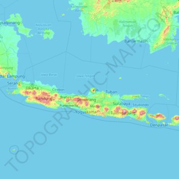 Carte topographique Jawa, altitude, relief