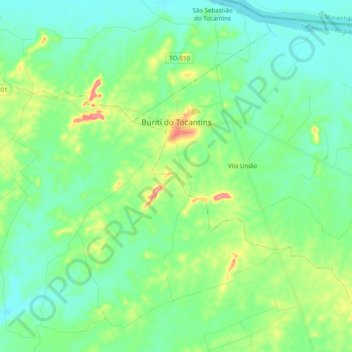 Carte topographique Buriti do Tocantins, altitude, relief