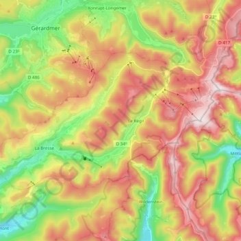 Carte topographique 88250, altitude, relief