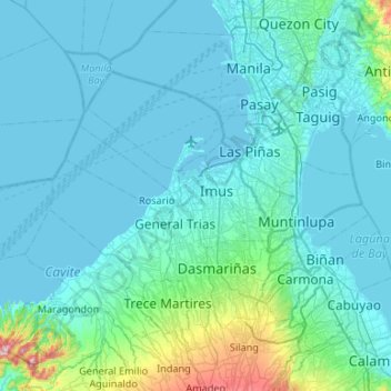 Carte topographique Cavite City, altitude, relief