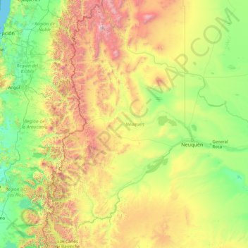 Carte topographique Province de Neuquén, altitude, relief