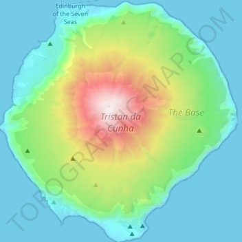 Carte topographique Tristan da Cunha, altitude, relief