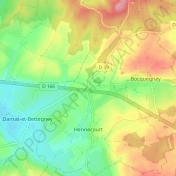 Carte topographique Hennecourt, altitude, relief