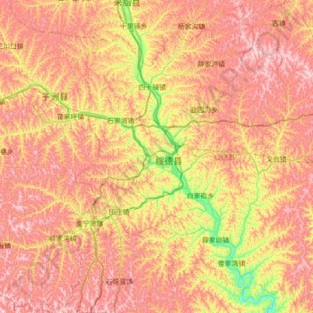 Carte topographique 绥德县, altitude, relief