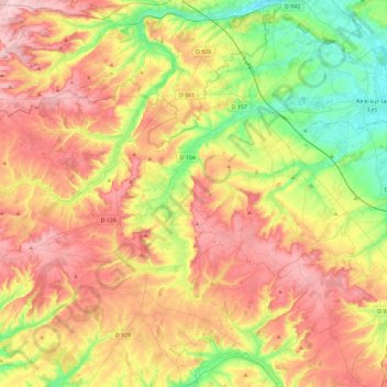 Carte topographique Fruges, altitude, relief