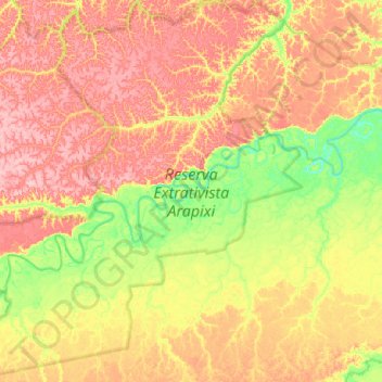 Carte topographique Reserva Extrativista Arapixi, altitude, relief