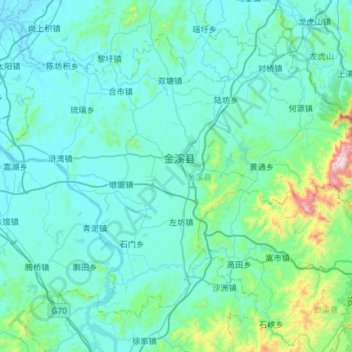 Carte topographique 金溪县, altitude, relief