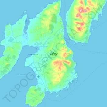 Carte topographique Île d'Islay, altitude, relief