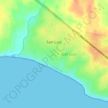 Carte topographique San Luis, altitude, relief