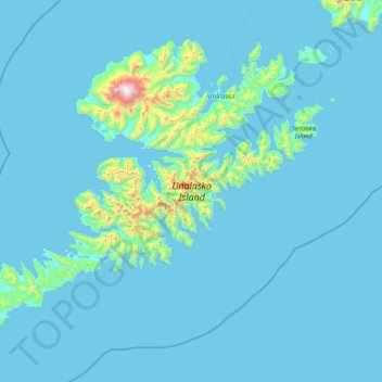 Carte topographique Unalaska Island, altitude, relief