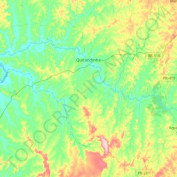 Carte topographique Quitandinha, altitude, relief