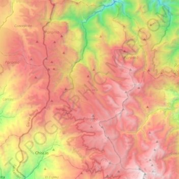 Carte topographique Chiscas, altitude, relief