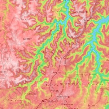 Carte topographique Berowra Valley National Park, altitude, relief