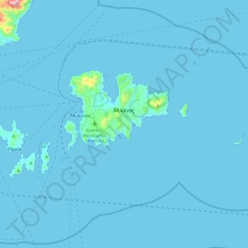 Carte topographique Municipality of Mykonos, altitude, relief