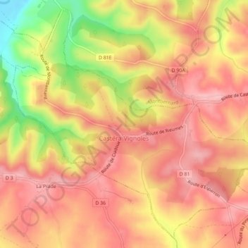 Carte topographique Castéra-Vignoles, altitude, relief
