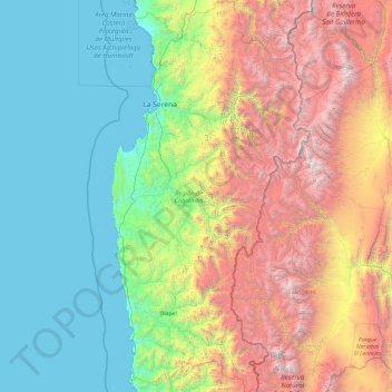 Carte topographique Coquimbo, altitude, relief