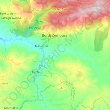 Carte topographique Bordj Zemoura, altitude, relief