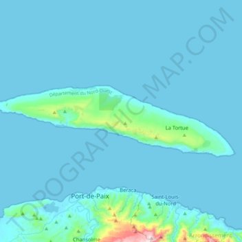 Carte topographique Île de La Tortue, altitude, relief