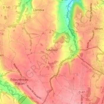Carte topographique Saubole, altitude, relief