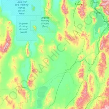 Carte topographique Juab County, altitude, relief