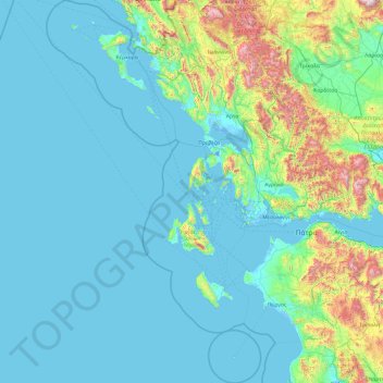 Carte topographique Îles Ioniennes, altitude, relief