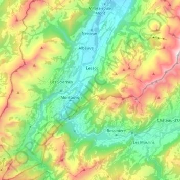 Carte topographique Haut-Intyamon, altitude, relief