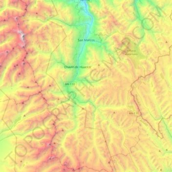 Carte topographique San Marcos, altitude, relief