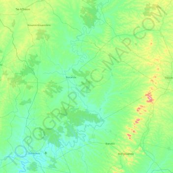 Carte topographique N’zi, altitude, relief