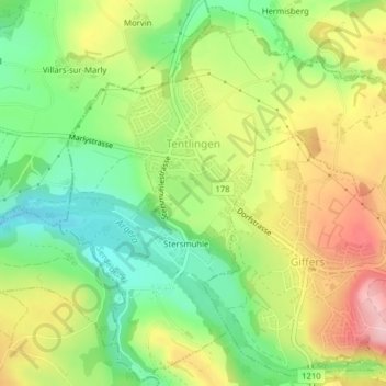 Carte topographique Tinterin, altitude, relief