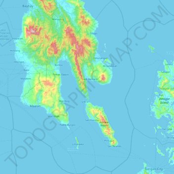 Carte topographique Leyte du Sud, altitude, relief