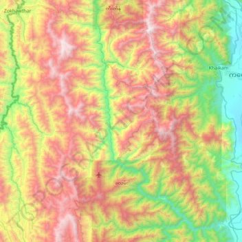 Carte topographique Falam, altitude, relief