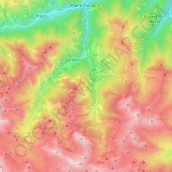 Carte topographique Marmora, altitude, relief