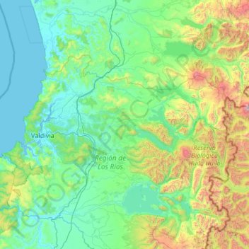 Carte topographique Provincia de Valdivia, altitude, relief